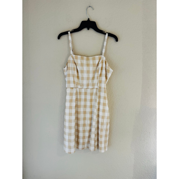 Crystal Sky Dresses & Skirts - Beige White Gingham Mini Dress M